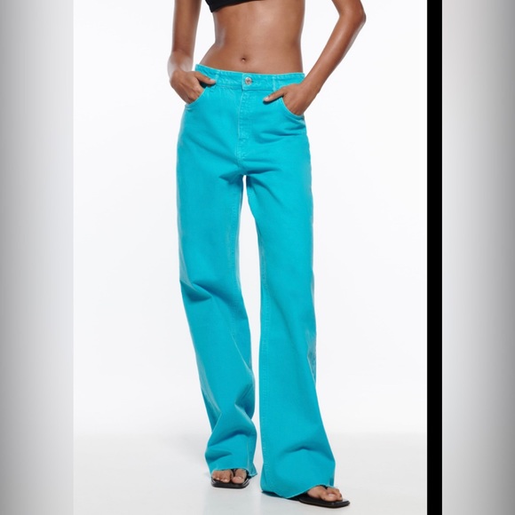 Zara Denim - ZARA TURQUOISE WIDE LEG JEANS